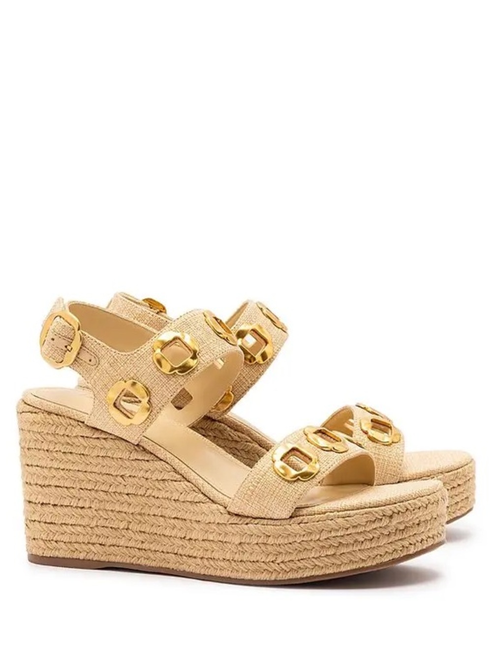 NWOT Larroude - Milan Espadrille Wedge - Natural with Gold Hardware - Sz 8.5